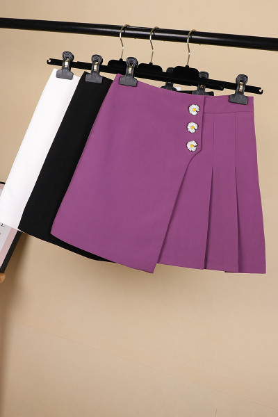 Модерна дамска асиметрична пола с висока талия и бродерия 