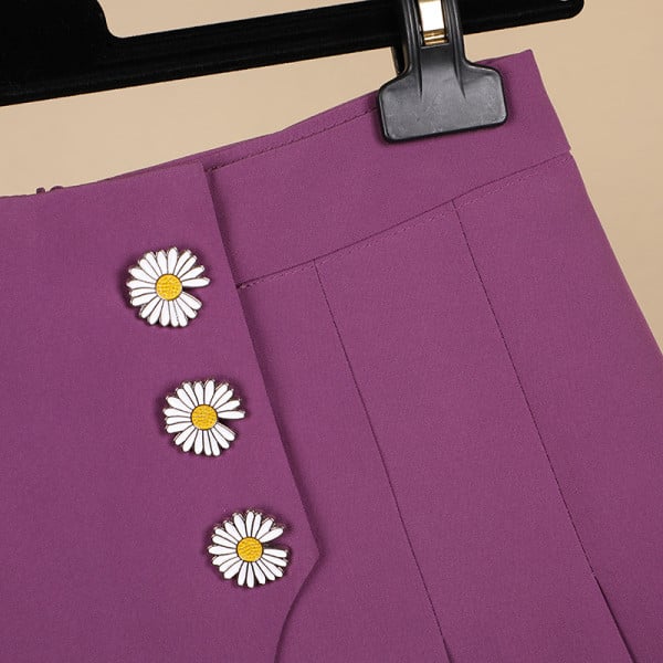 Модерна дамска асиметрична пола с висока талия и бродерия 