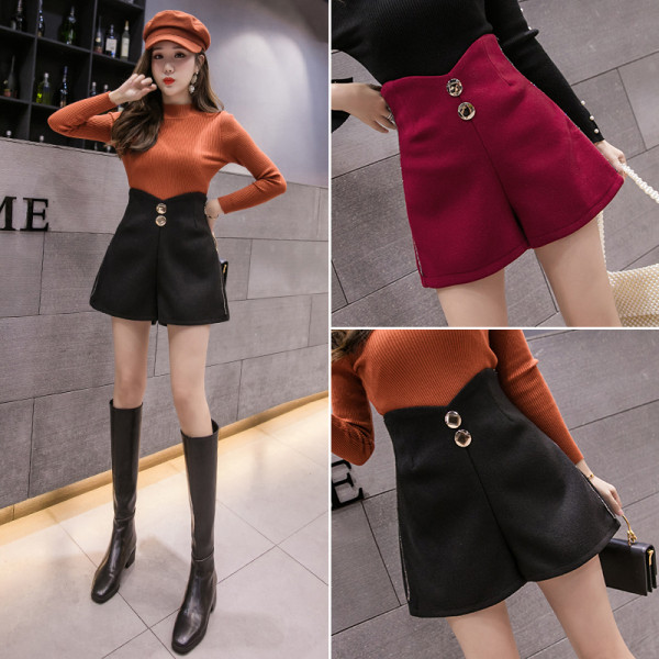 Къси дамски широки панталони с висока талия 