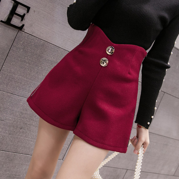 Къси дамски широки панталони с висока талия 