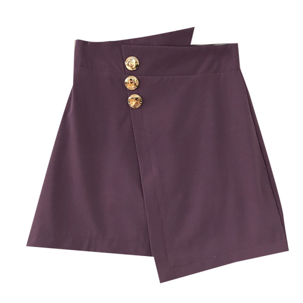 Асиметрична дамска пола с висока талия и метални елементи 