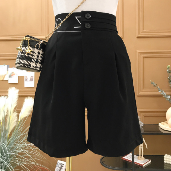 Стилни къси дамски панталони с висока талия и надпис