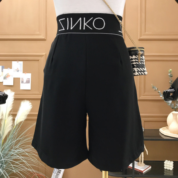 Стилни къси дамски панталони с висока талия и надпис