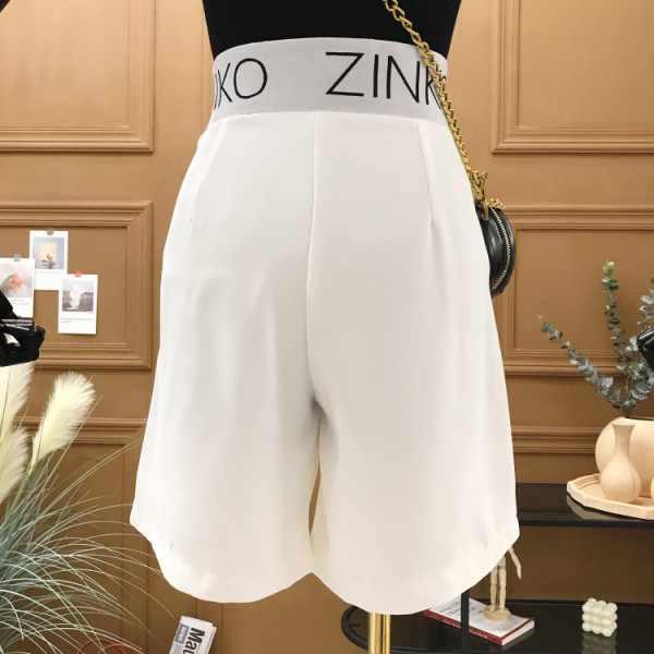 Стилни къси дамски панталони с висока талия и надпис