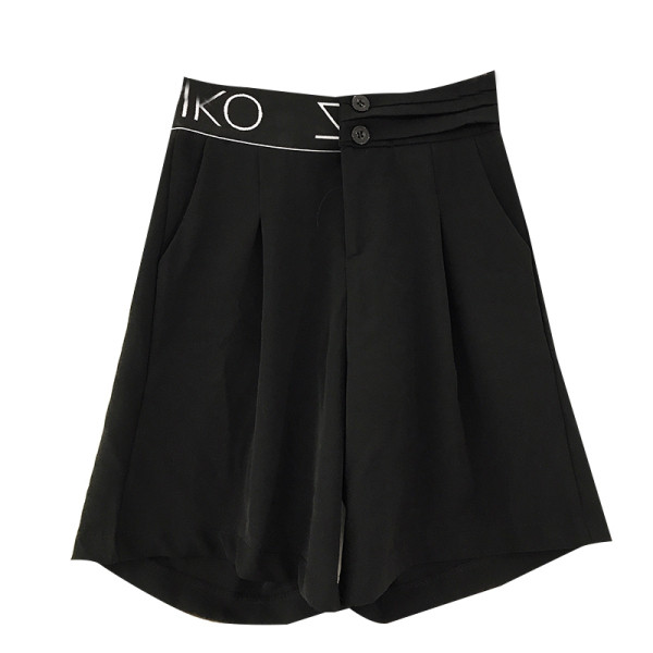 Стилни къси дамски панталони с висока талия и надпис