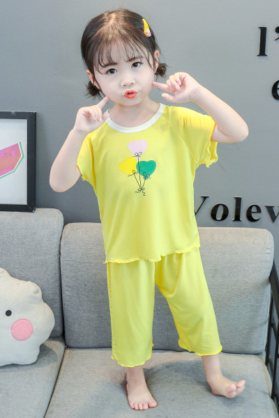 Vaikiška pižama mergaitėms iš dviejų dalių su siuvinėjimu