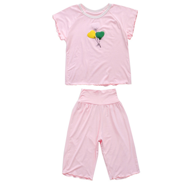 Vaikiška pižama mergaitėms iš dviejų dalių su siuvinėjimu