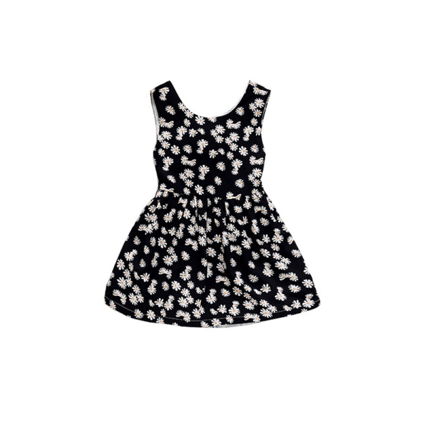 Актуална детска рокля с флорални мотиви и овално деколте