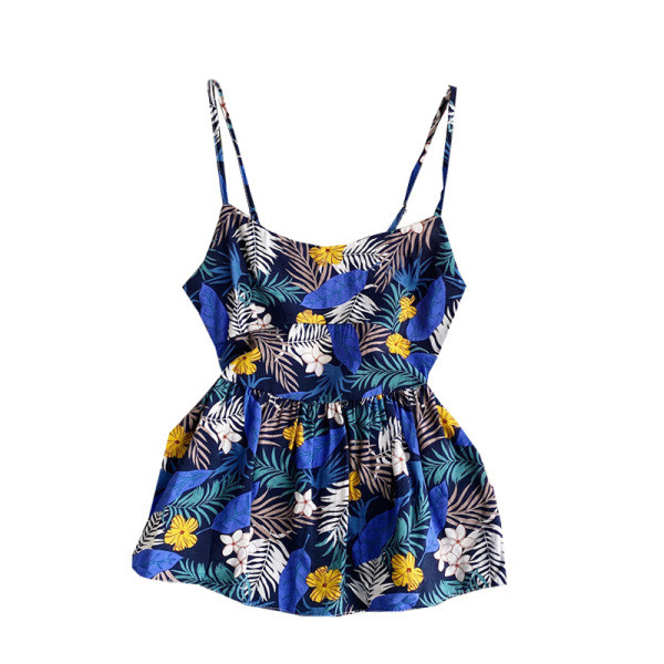 Дамски потник с тънки презрамки и шарен принт 