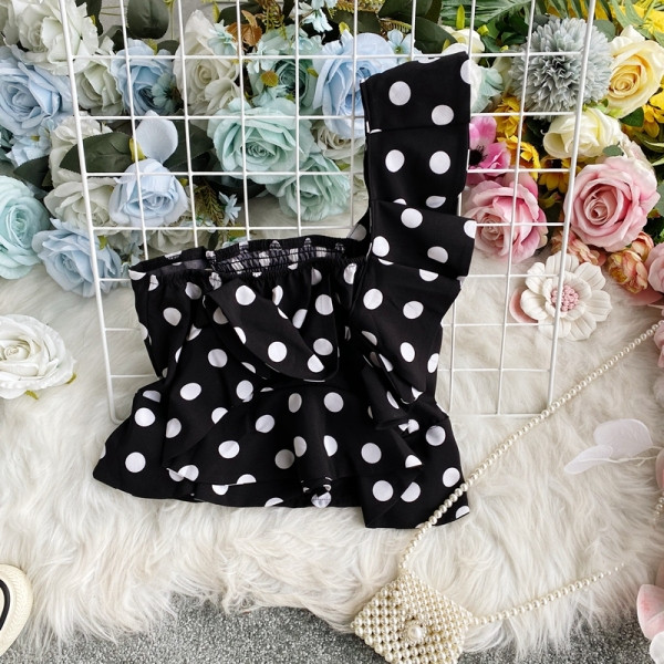 Модерен дамски потник на точки с една презрамка 