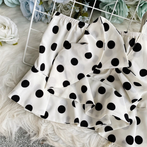 Модерен дамски потник на точки с една презрамка 