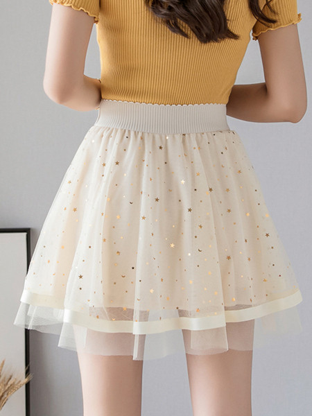 Разкроена дамска пола с тюл и лъскави частици 