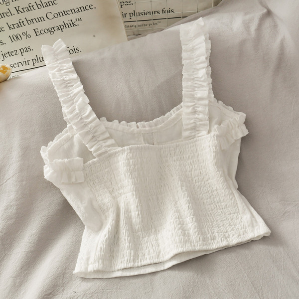 Модерен дамски потник с широки презрамки и 3D рози