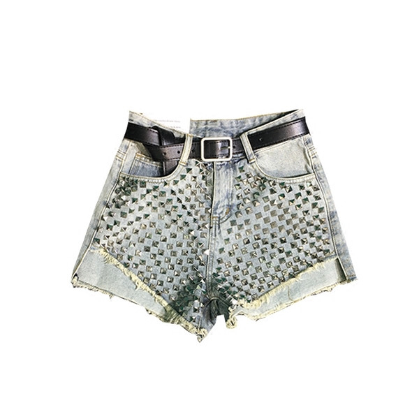 Нов модел дамски къси дънки с елемент -капси 