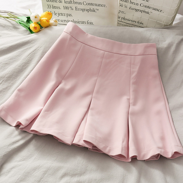 Дамски комплект от пола с висока талия и риза с класическа яка 