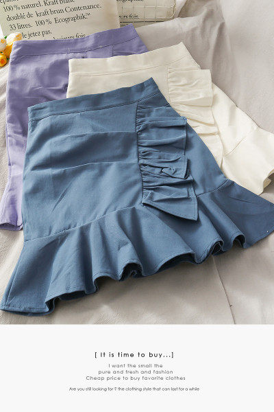 Модерна дамска пола с висока талия и къдри 