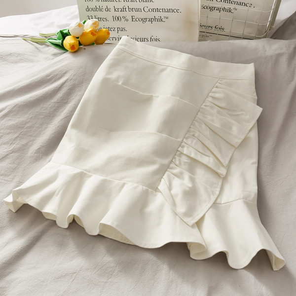 Модерна дамска пола с висока талия и къдри 