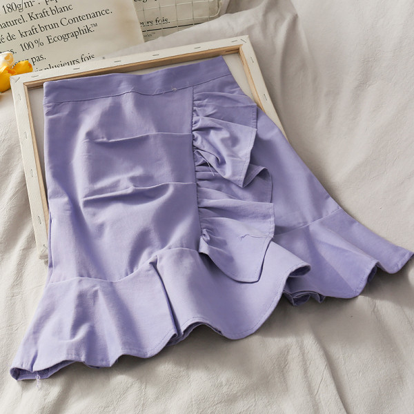 Модерна дамска пола с висока талия и къдри 