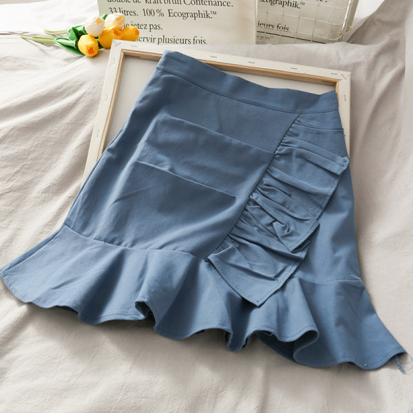 Модерна дамска пола с висока талия и къдри 