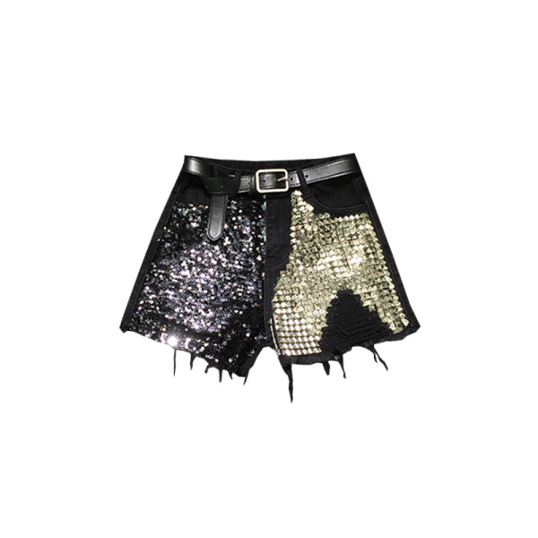 Нов модел дамски къси панталони с елемент-пайети 