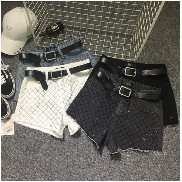 Дамски модерни къси дънки с лъскав ефект 