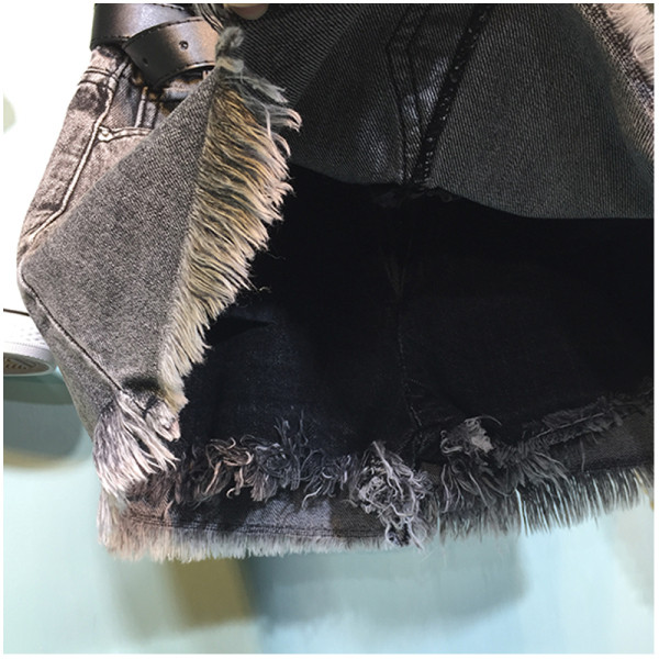 Дамска дънкова пола с копчета и висока талия 