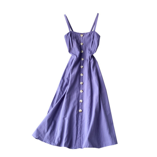 Актуална дамска рокля със средна дължина и копчета