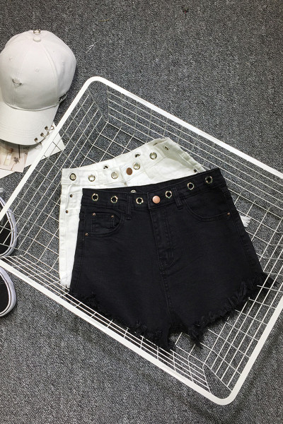 Ежедневни дамски къси панталони с метален елемент 