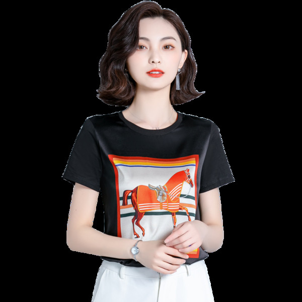 Дамска тениска с обло деколте и къси ръкави