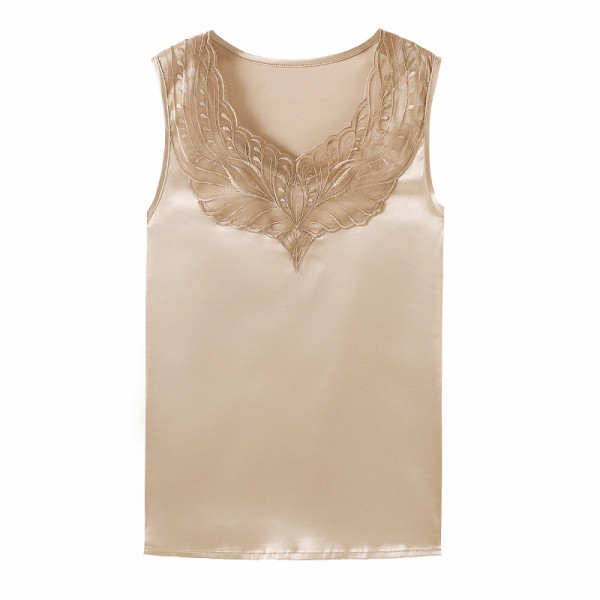 Модерен дамски потник от сатен с дантела 