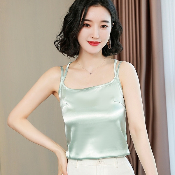 Стилен дамски потник от сатен с тънки презрамки 