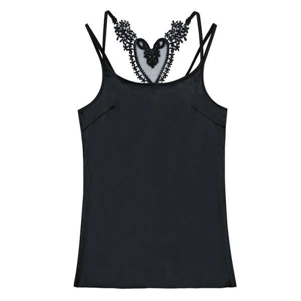 Стилен дамски потник от сатен с тънки презрамки 