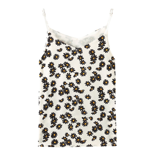 Lillemotiivide ja õhukeste rihmadega uus mudel naiste topp