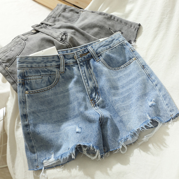 Pantaloni scurți casual din denim Model slim cu motive rupte