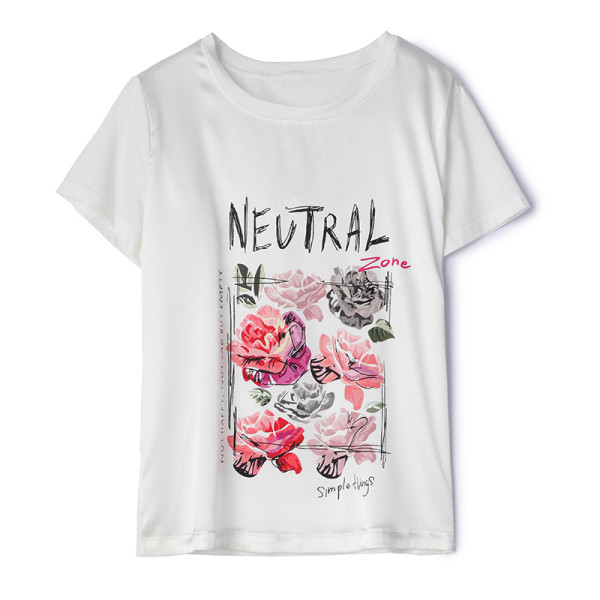 Naiste satiinist t-särk ümara kaelusega ja lühikeste varrukatega