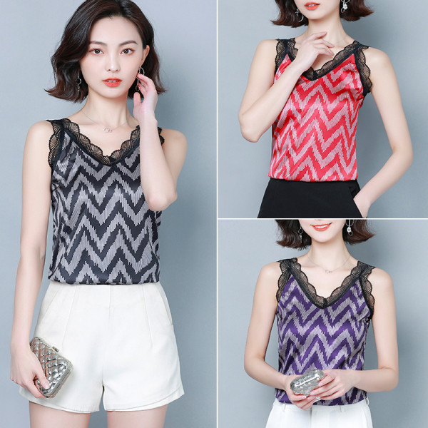 Maieu de damă din șifon, cu dantelă și decolteu spitz