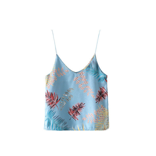 Maieu de damă din satin cu bretele subțiri și decolteu spitz