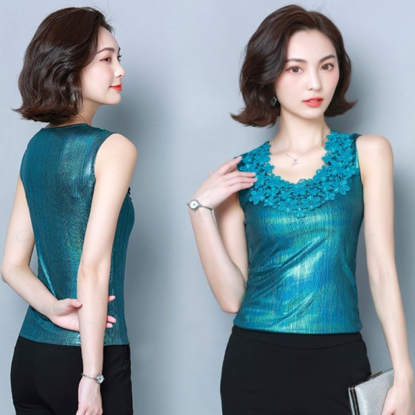 Actual maiou de dama cu dantela si efect stralucitor