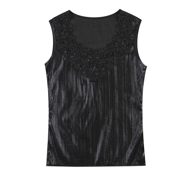 Actual maiou de dama cu dantela si efect stralucitor