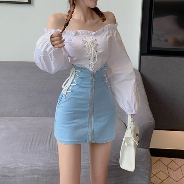 Lühike naiste retroseelik luku ja lipsudega