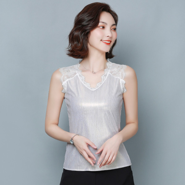 Uue mudeli naiste topp pits- ja spits-kaelusega