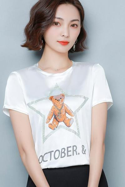 Tricou de dama model nou cu decolteu oval si aplicatie