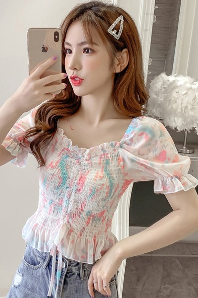 Värviline naiste šifoonist pluus