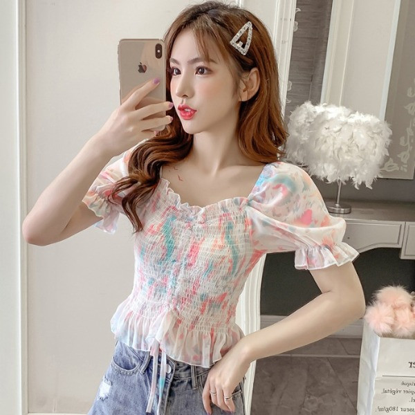 Värviline naiste šifoonist pluus