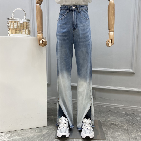 Model nou de blugi de dama de culoare irizata cu talie inalta si crapaturi