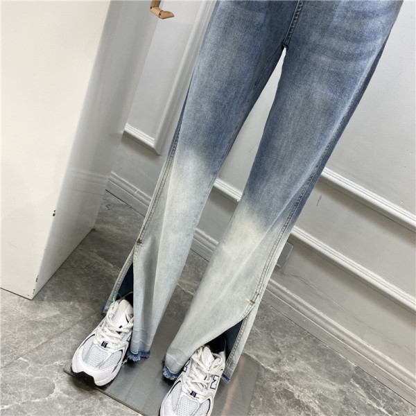 Model nou de blugi de dama de culoare irizata cu talie inalta si crapaturi