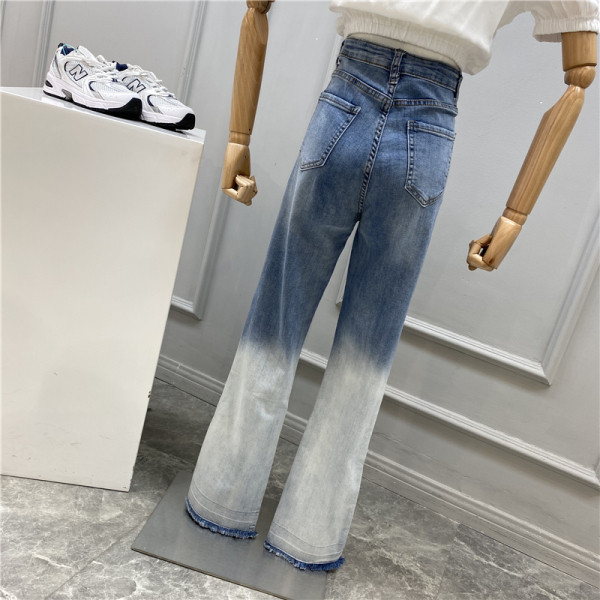 Model nou de blugi de dama de culoare irizata cu talie inalta si crapaturi