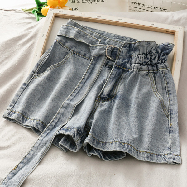 Blugi moderni de dama cu talie inalta si curea din denim