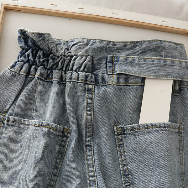 Blugi moderni de dama cu talie inalta si curea din denim