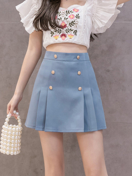 Stilīgi sieviešu īsi A līnijas svārki ar pogām